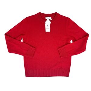 J Crew NWT Kids Cashmere Crewneck Sweater Red Boys Large Luxury Holiday Cozy